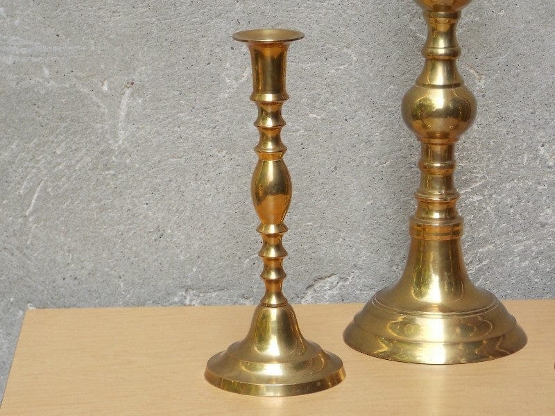 I Like Mike's Mid-Century Modern Accessories Trio Tall Solid Brass Ornate Candle Holders