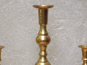 I Like Mike's Mid-Century Modern Accessories Trio Tall Solid Brass Ornate Candle Holders
