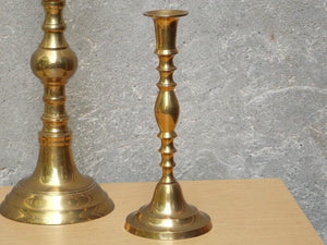 I Like Mike's Mid-Century Modern Accessories Trio Tall Solid Brass Ornate Candle Holders