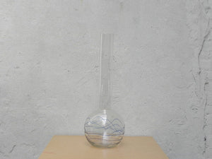 I Like Mike's Mid Century Modern Accessories Very Tall Clear Glass Long Neck Vase with Blue Swirl