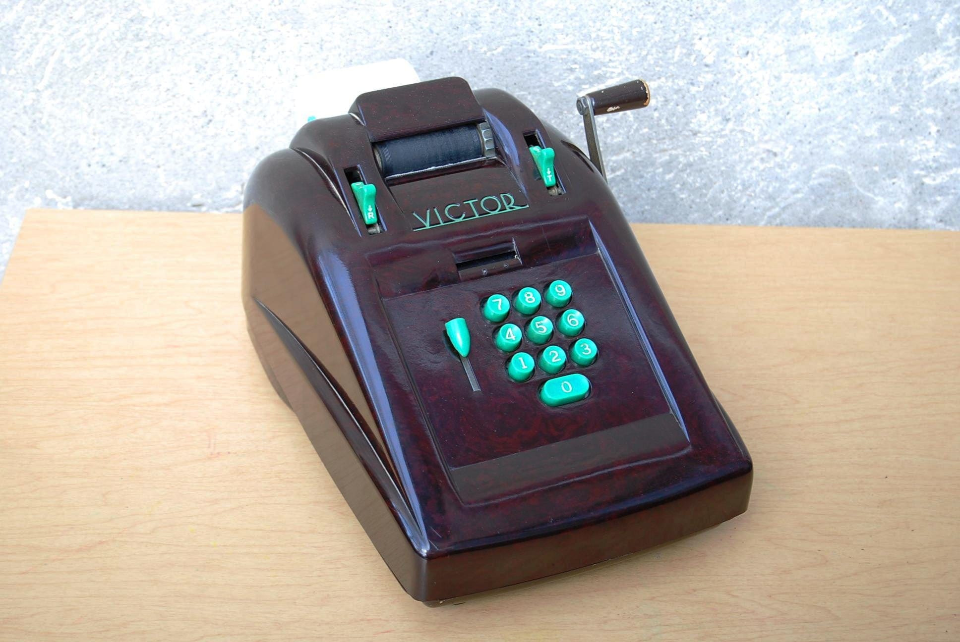 I Like Mike's Mid Century Modern Accessories Victor Adding Machine 10 key Deco Brown Bakelite