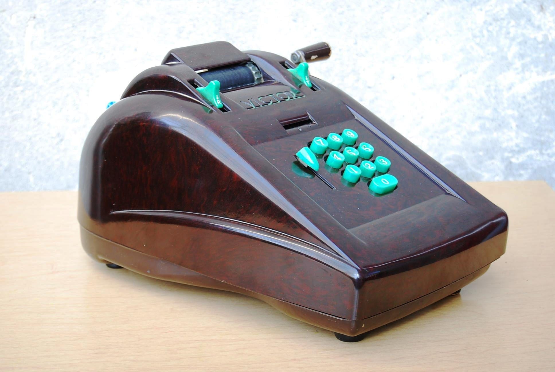 I Like Mike's Mid Century Modern Accessories Victor Adding Machine 10 key Deco Brown Bakelite