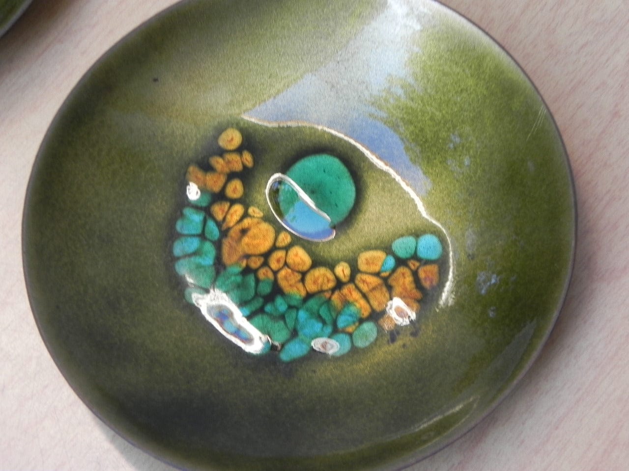 I Like Mike's Mid Century Modern Accessories Vintage Bovano Pair Small Round Green Plates