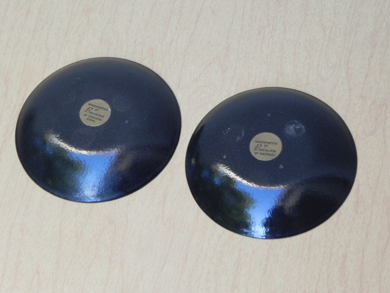 I Like Mike's Mid Century Modern Accessories Vintage Bovano Pair Small Round Green Plates