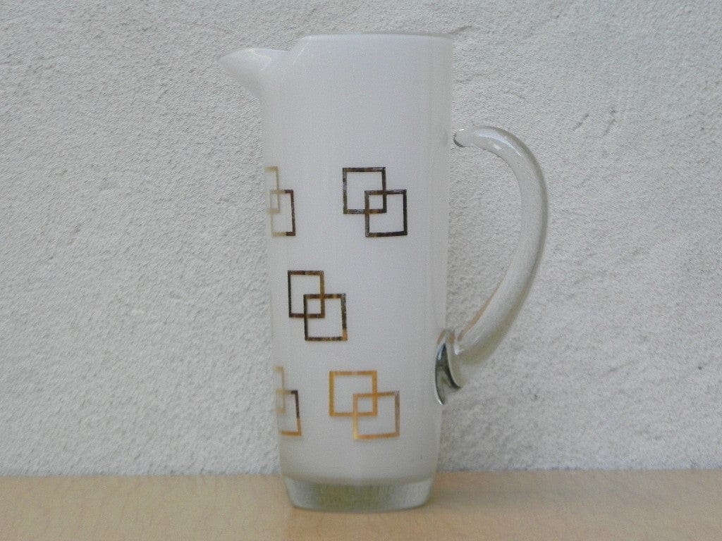I Like Mike's Mid Century Modern Accessories White Gold Mid Century Modern Glass Pitcher