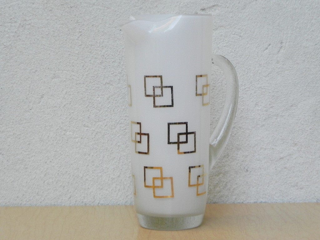 I Like Mike's Mid Century Modern Accessories White Gold Mid Century Modern Glass Pitcher