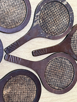 I Like Mike's Mid Century Modern Accessories Wooden Tennis Racquet Coasters, Set of Six