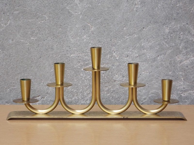 I Like Mike's Mid-Century Modern Accessories Ystad Metall Solid Brass 5 Candle Centerpiece Candelabra