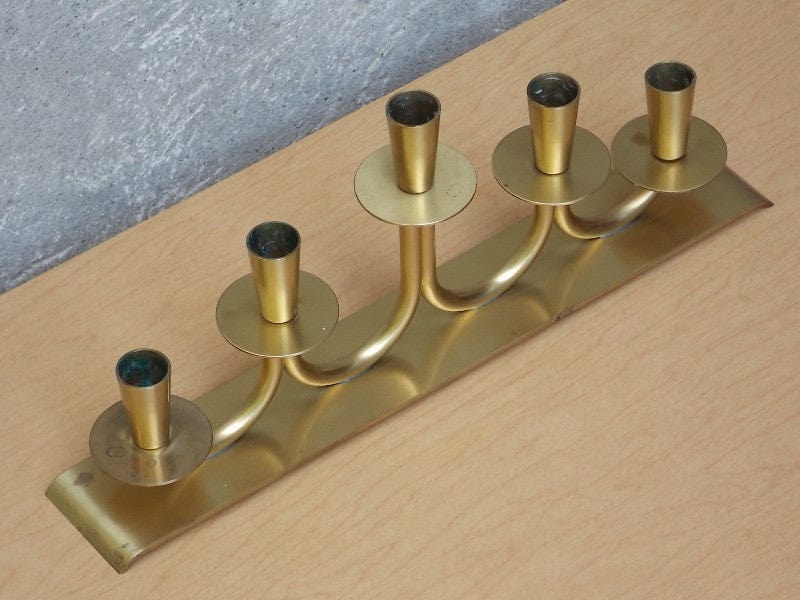 I Like Mike's Mid-Century Modern Accessories Ystad Metall Solid Brass 5 Candle Centerpiece Candelabra