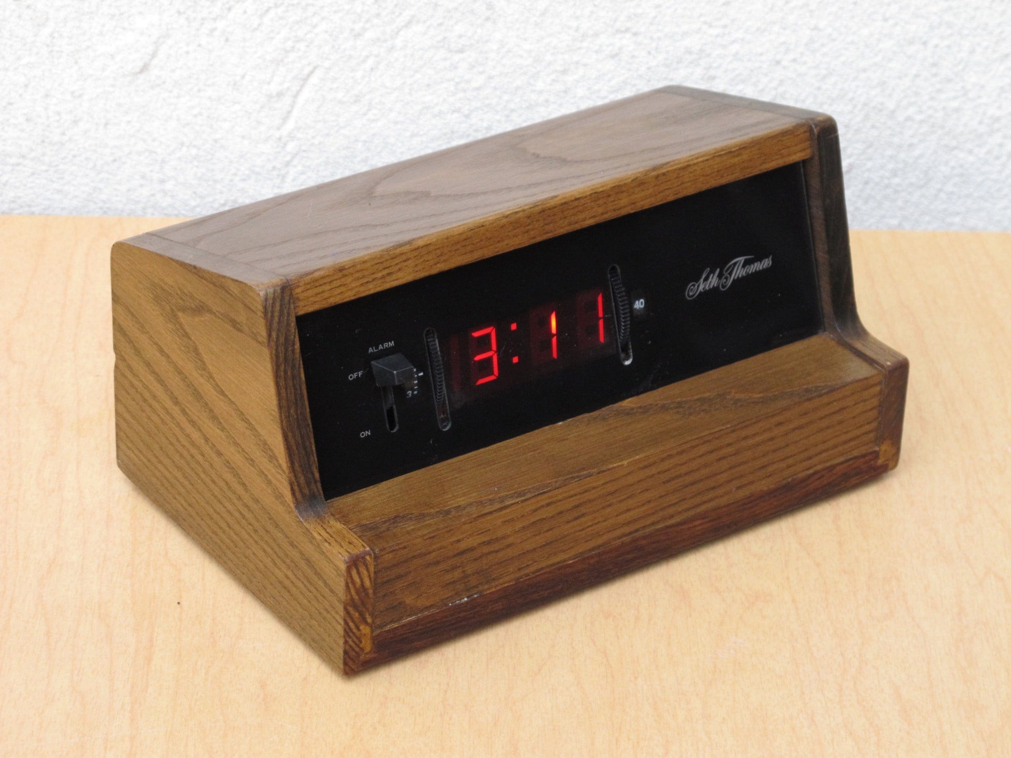 I Like Mike's Mid Century Modern Alarm Clocks Seth Thomas Wooden Light Up Digital Alarm Clock Circa 1970