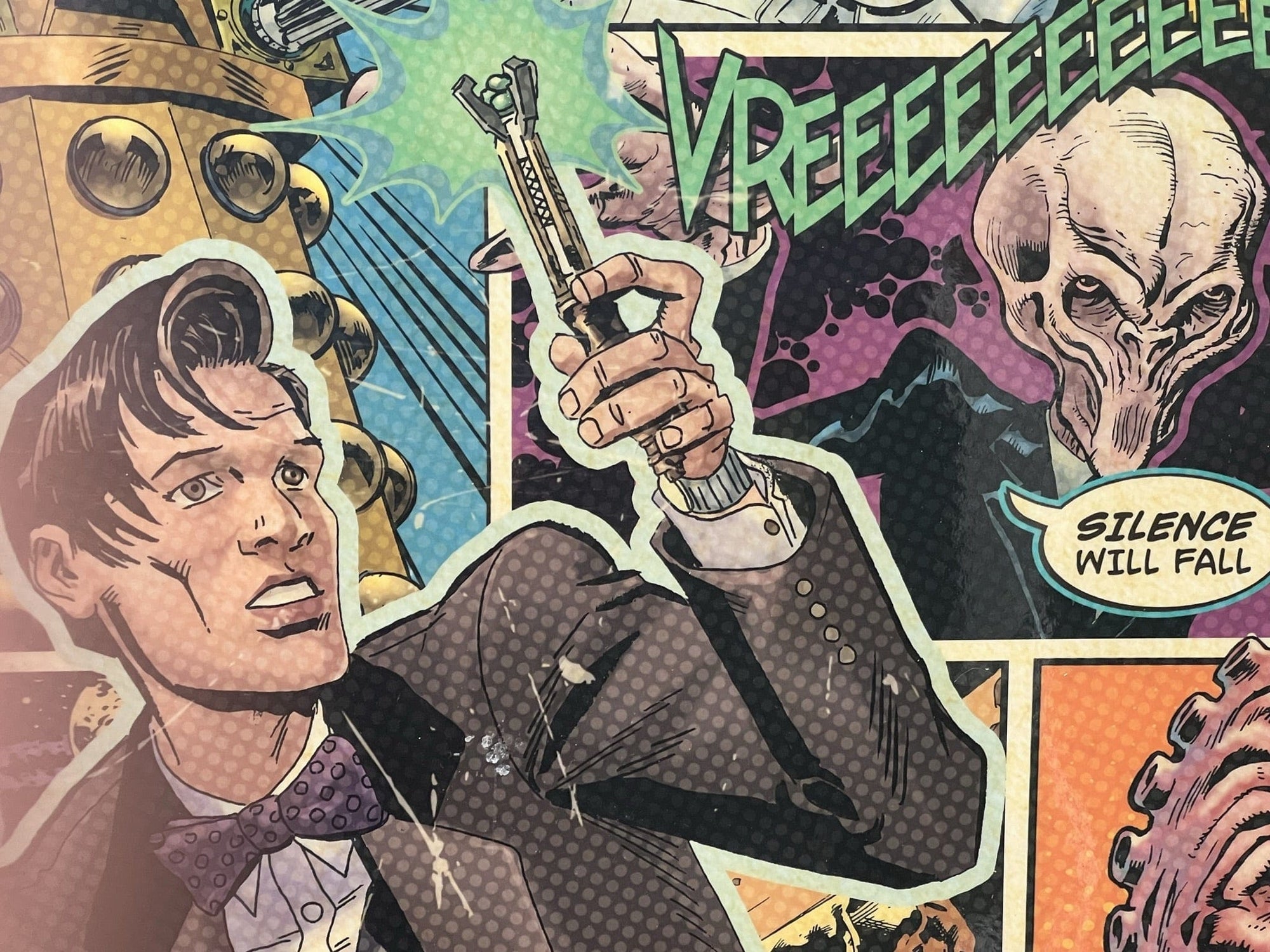 I Like Mike's Mid Century Modern Artwork Framed 1990s Doctor Who Comic Book Poster by Culturenik