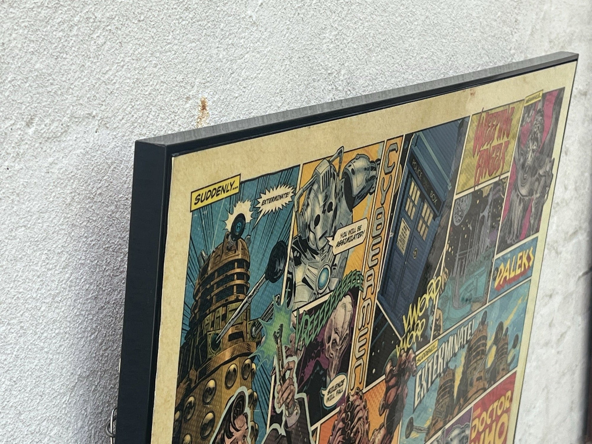 I Like Mike's Mid Century Modern Artwork Framed 1990s Doctor Who Comic Book Poster by Culturenik