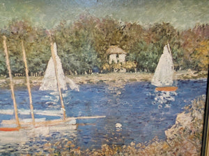 I Like Mike's Mid Century Modern Artwork Sailboats At The Basin by Claude Monet Framed Textured Print on Board