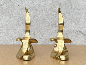 I Like Mike's Mid Century Modern Bookends Polished Brass Modern Flying Bird Bookends