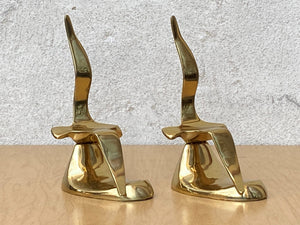 I Like Mike's Mid Century Modern Bookends Polished Brass Modern Flying Bird Bookends