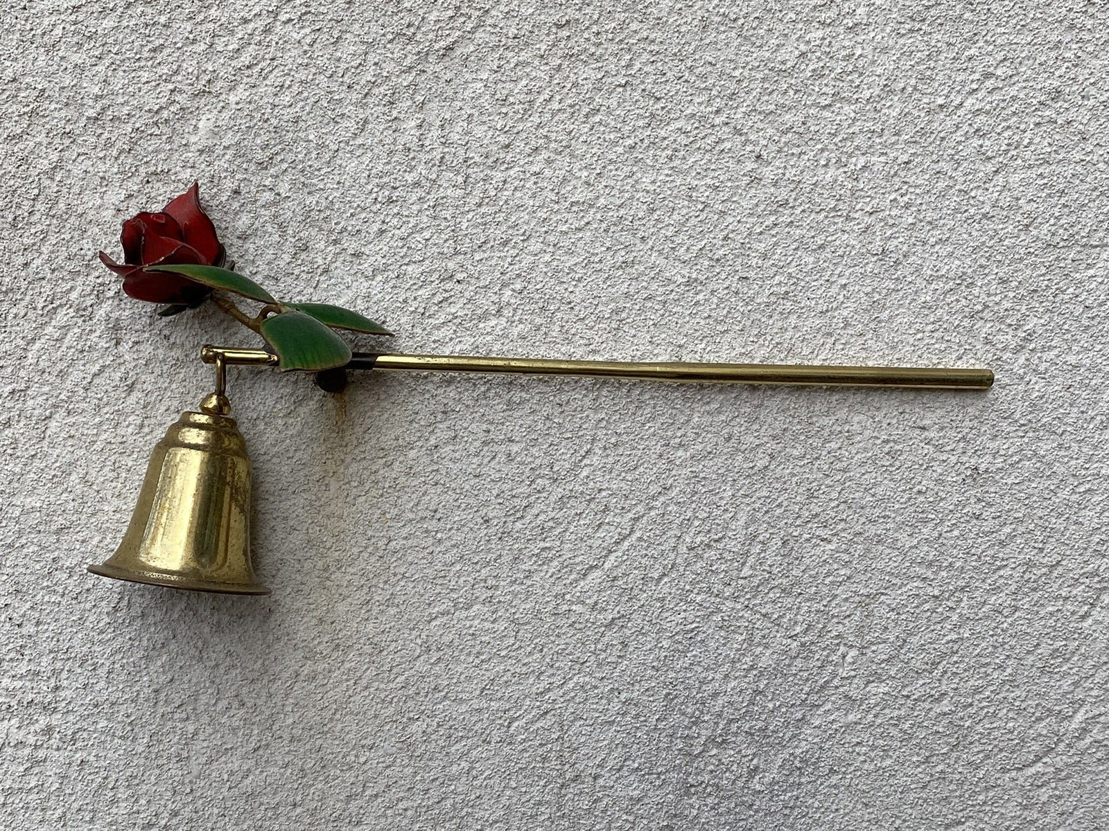 I Like Mike's Mid Century Modern Candle Snuffers Brass Candle Snuffer with Red Rose Cap and 7" Reach