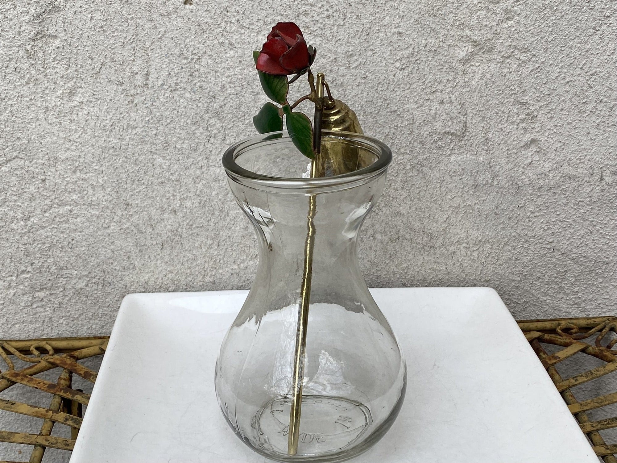 I Like Mike's Mid Century Modern Candle Snuffers Brass Candle Snuffer with Red Rose Cap and 7" Reach