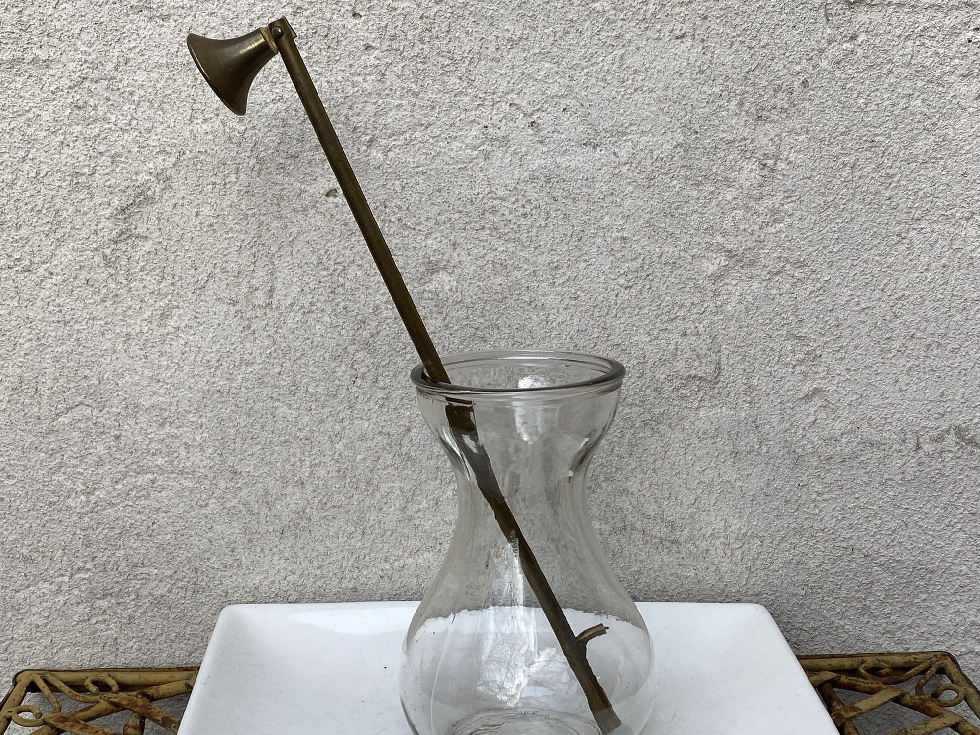I Like Mike's Mid Century Modern Candle Snuffers Brass Candle Snuffer with Small Cap and 11" Reach