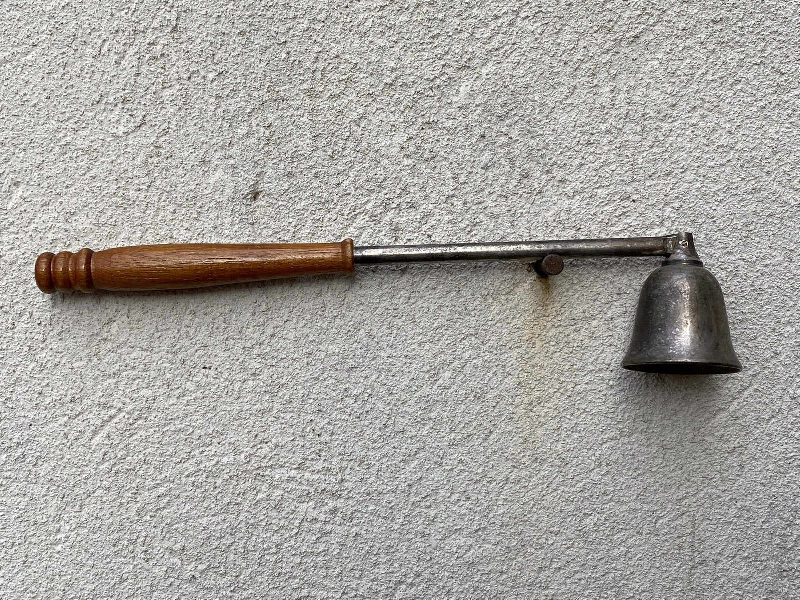 I Like Mike's Mid Century Modern Candle Snuffers Silver Plated Metal Candle Snuffer with Wood Handle 8" Reach