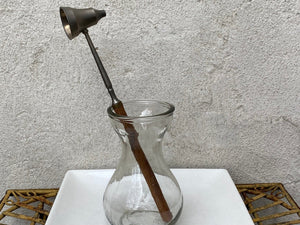 I Like Mike's Mid Century Modern Candle Snuffers Silver Plated Metal Candle Snuffer with Wood Handle 8" Reach
