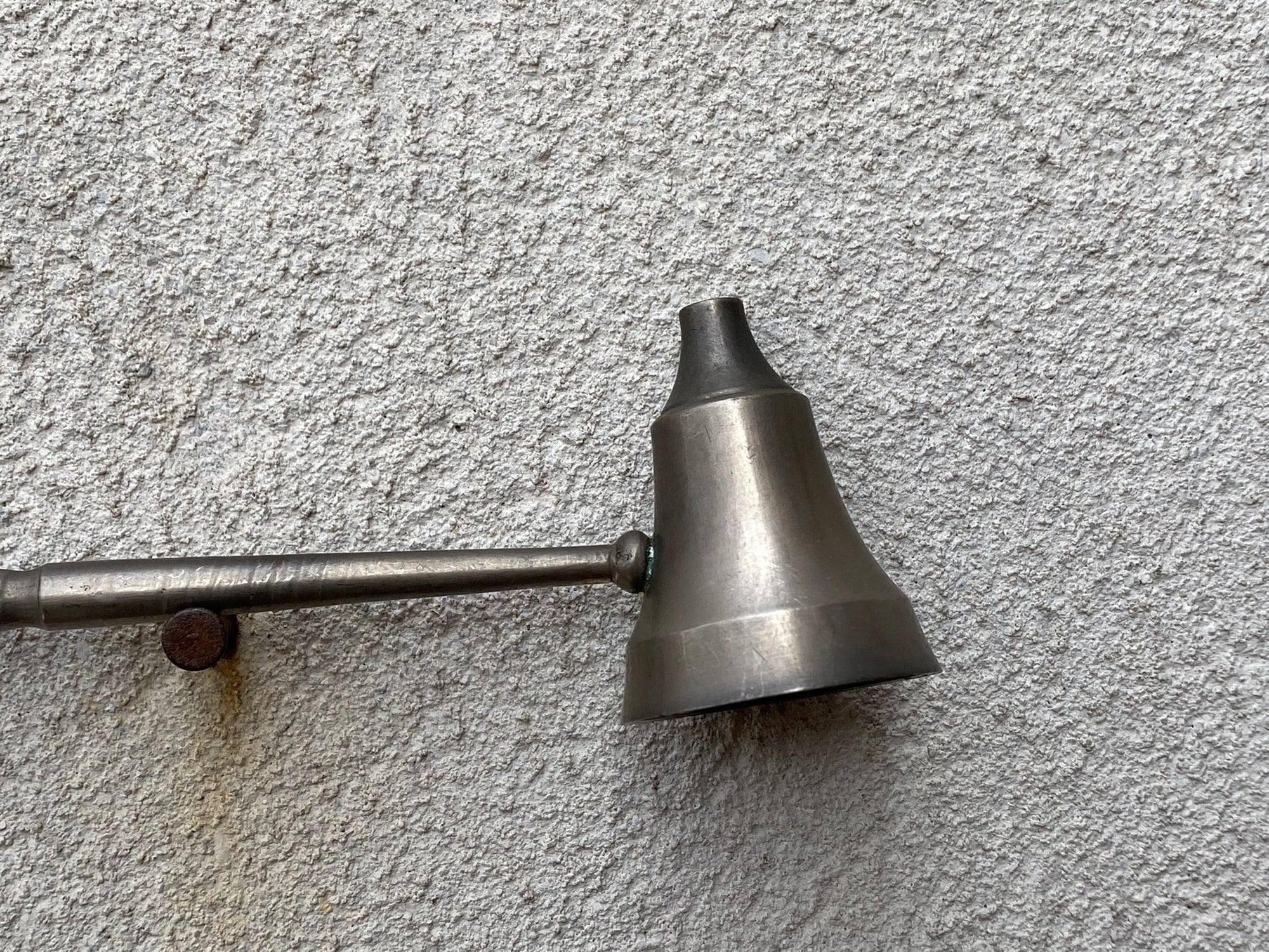 I Like Mike's Mid Century Modern Candle Snuffers Silver Plated Metal Candle Snuffer with Wood Handle 8" Reach