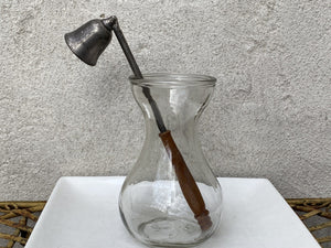I Like Mike's Mid Century Modern Candle Snuffers Silver Plated Metal Candle Snuffer with Wood Handle 8" Reach