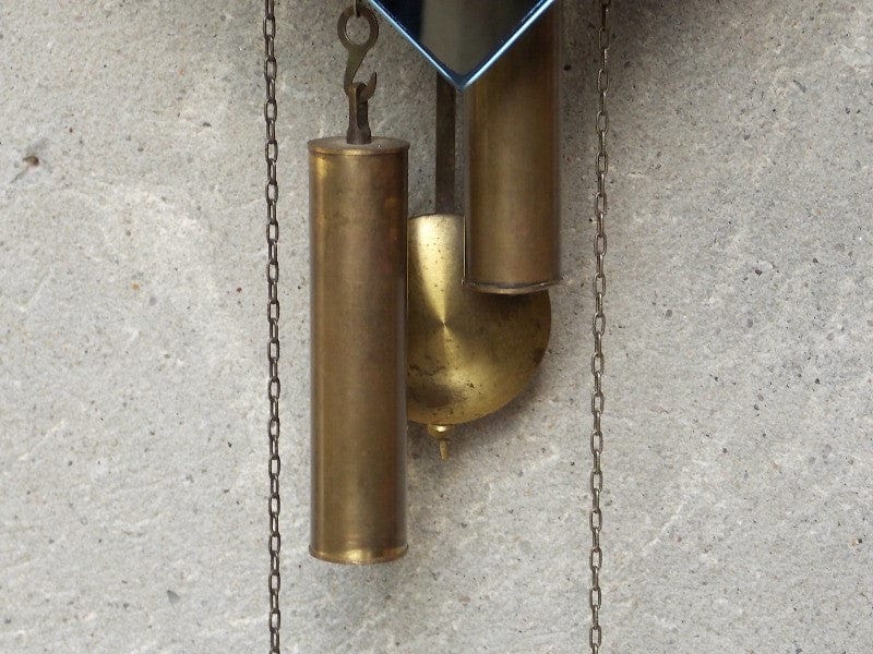I Like Mike's Mid-Century Modern Clock Art Deco Blue Mirror Pendulum Wall Clock, German, Weight Driven
