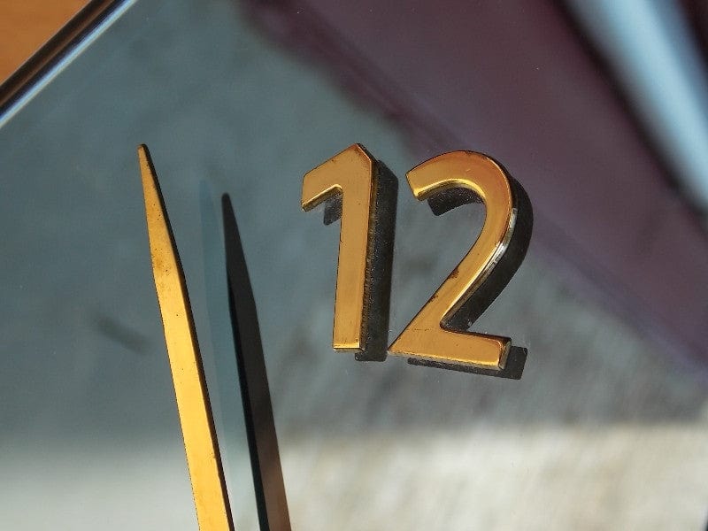 I Like Mike's Mid-Century Modern Clock Art Deco Blue Mirror Pendulum Wall Clock, German, Weight Driven
