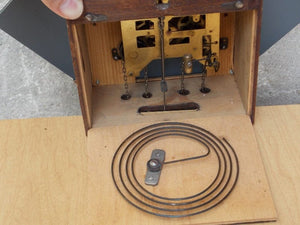 I Like Mike's Mid-Century Modern Clock Art Deco Blue Mirror Pendulum Wall Clock, German, Weight Driven