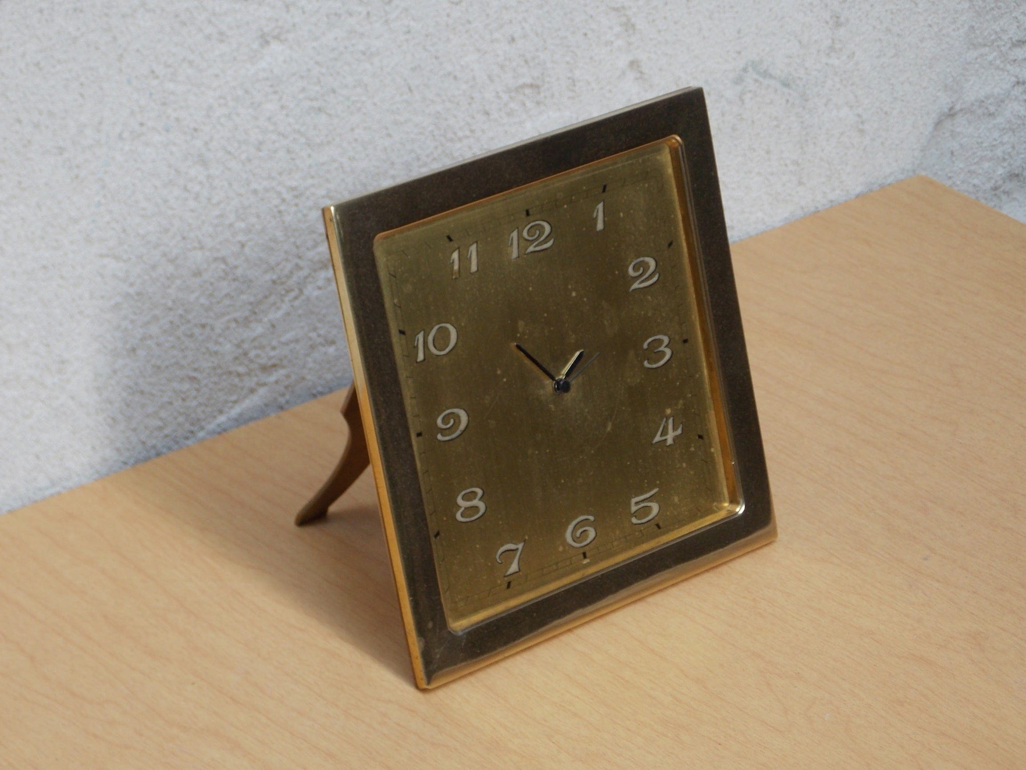 I Like Mike's Mid Century Modern Clock Ateliers Juvenia Brass Square Mantel Clock with Updated Movement & Hands