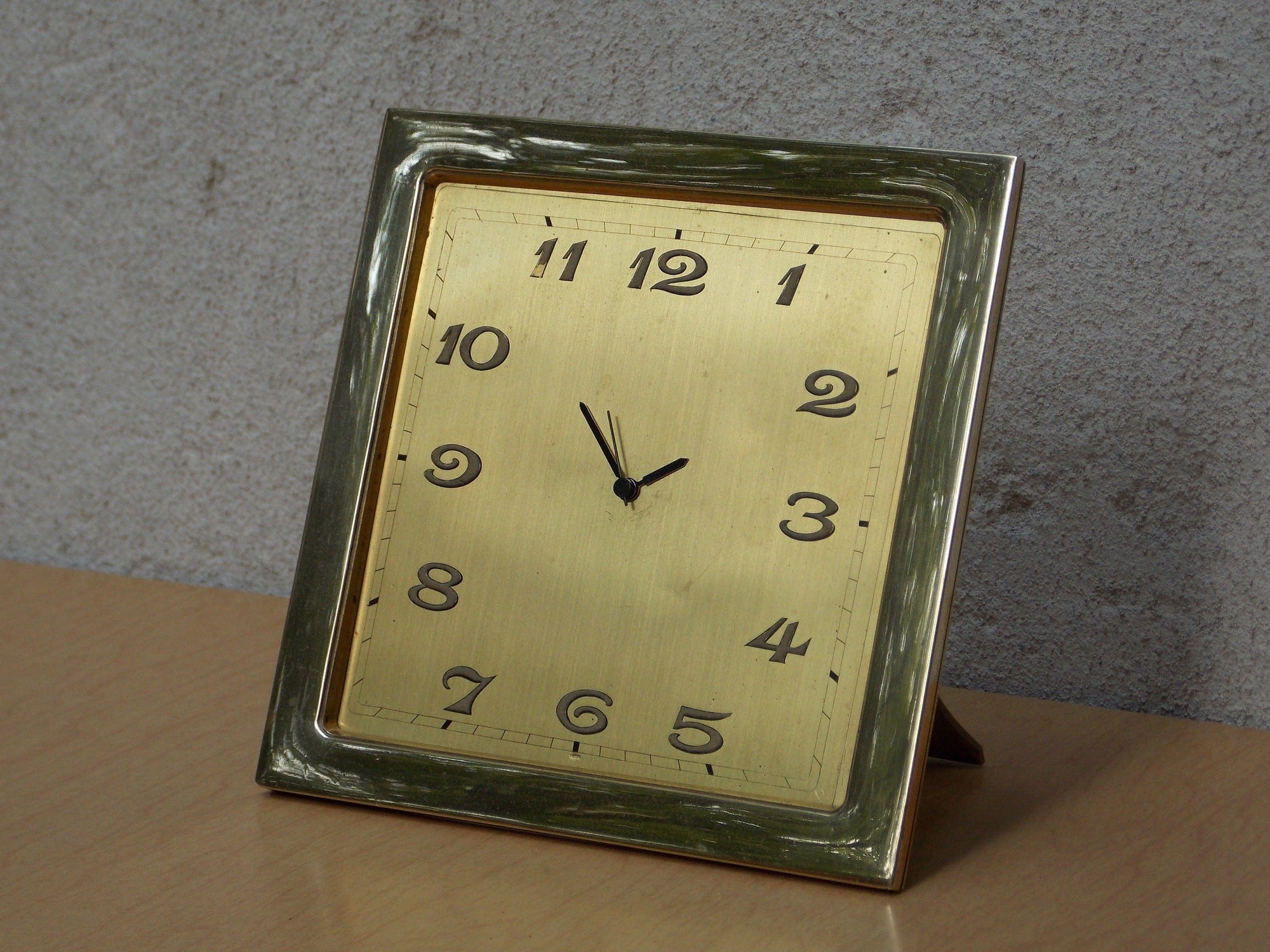 I Like Mike's Mid Century Modern Clock Ateliers Juvenia Brass Square Mantel Clock with Updated Movement & Hands