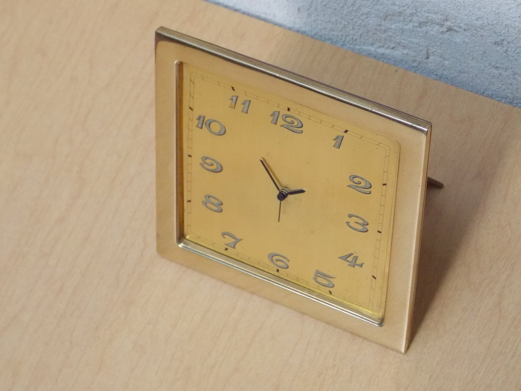 I Like Mike's Mid Century Modern Clock Ateliers Juvenia Brass Square Mantel Clock with Updated Movement & Hands