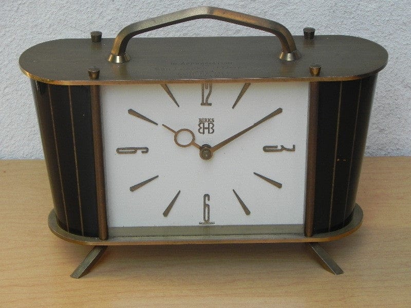 I Like Mike's Mid Century Modern Clock Bay Birks Solid Brass Chiming Mantel Clock