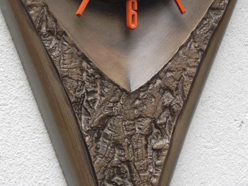 I Like Mike's Mid-Century Modern Clock Burwood Products Brown Orange Arabesque Diamond Wall Clock