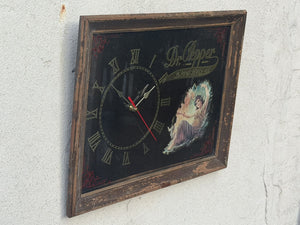 I Like Mike's Mid Century Modern Clock Dr. Pepper Advertising Mirror Clock, 1960's, New Quartz Sweep Movement