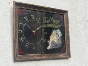 I Like Mike's Mid Century Modern Clock Dr. Pepper Advertising Mirror Clock, 1960's, New Quartz Sweep Movement