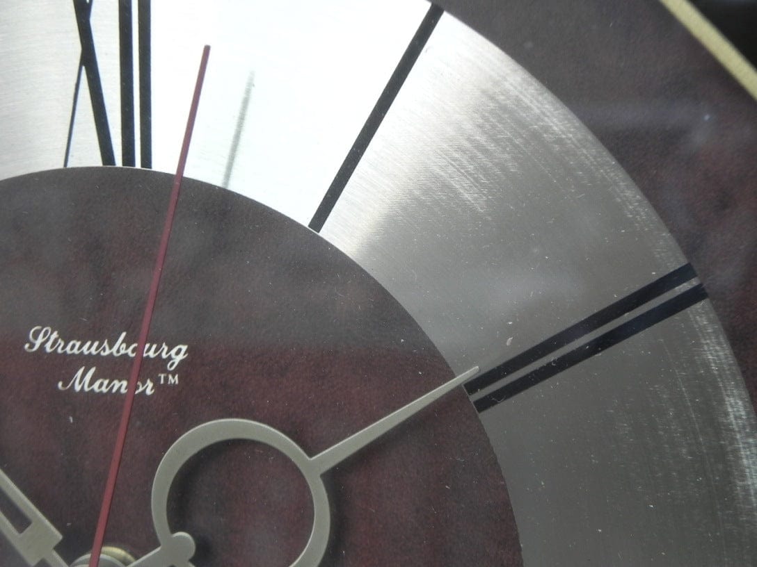 I Like Mike's Mid Century Modern Clock Elegant Strausbourg Quartz Oak Pendulum Wall Clock, 1980s