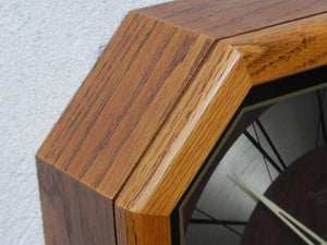 I Like Mike's Mid Century Modern Clock Elegant Strausbourg Quartz Oak Pendulum Wall Clock, 1980s