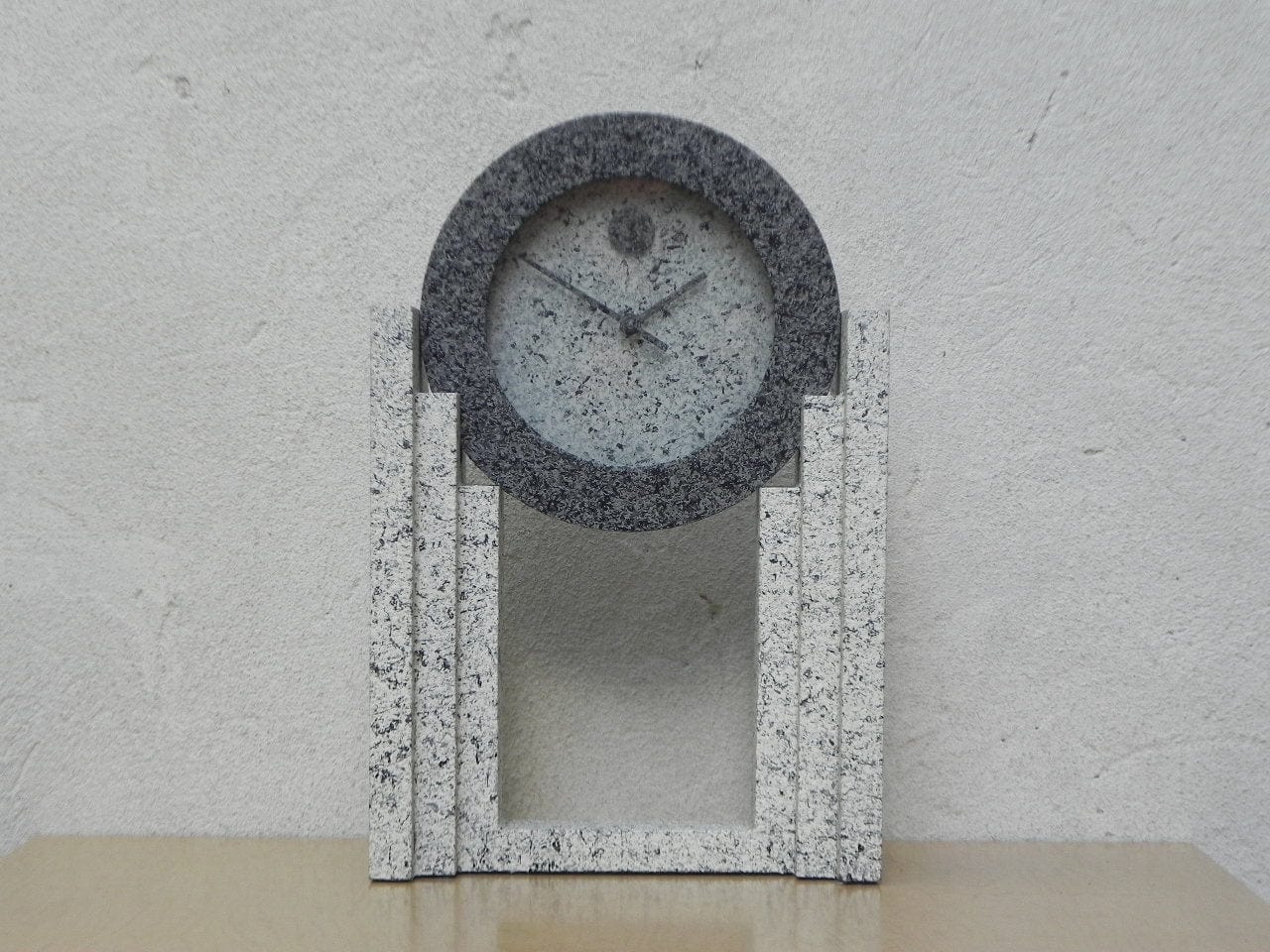 I Like Mike's Mid Century Modern Clock Empire Art Products Grey Faux Granite Mantle Clock, 1980s