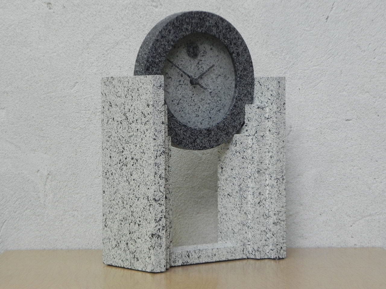 I Like Mike's Mid Century Modern Clock Empire Art Products Grey Faux Granite Mantle Clock, 1980s