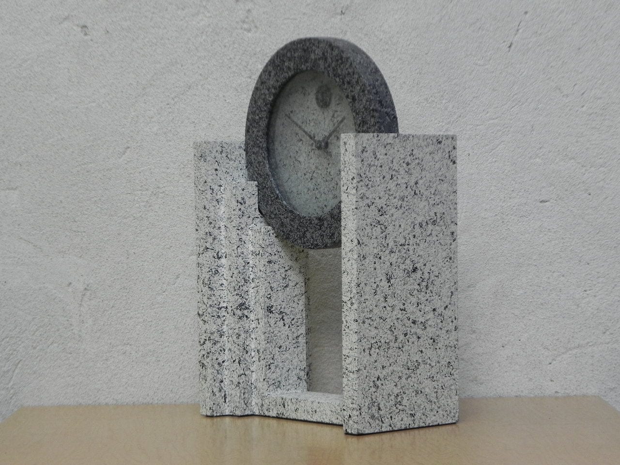 I Like Mike's Mid Century Modern Clock Empire Art Products Grey Faux Granite Mantle Clock, 1980s