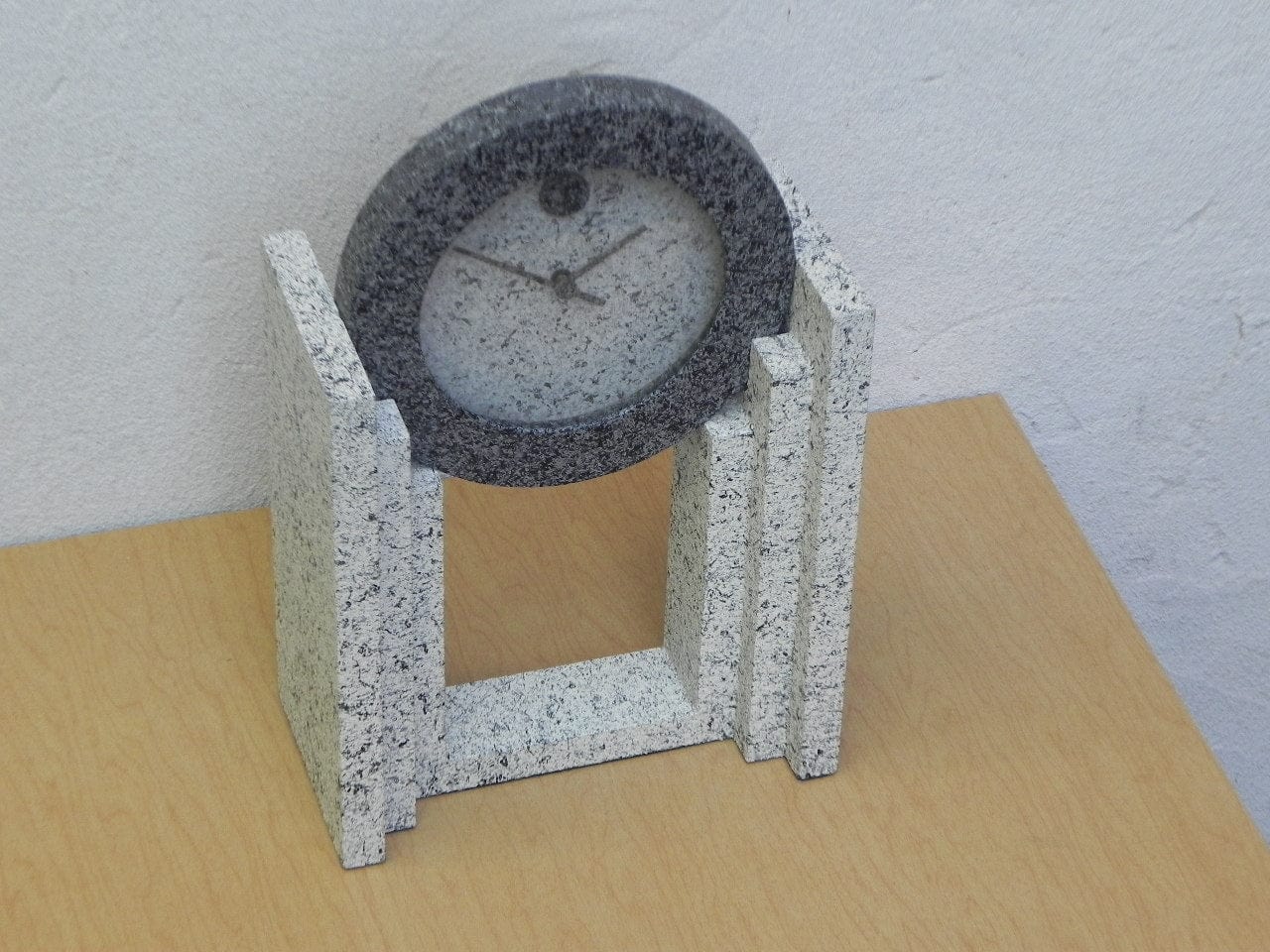 I Like Mike's Mid Century Modern Clock Empire Art Products Grey Faux Granite Mantle Clock, 1980s