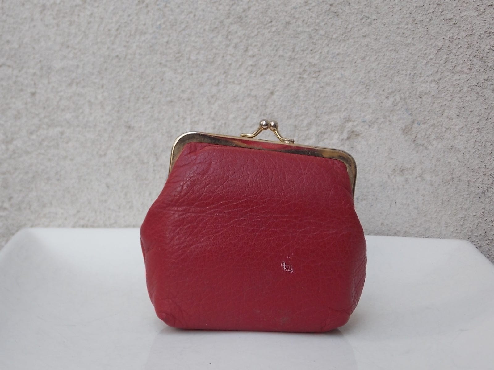 I Like Mike's Mid Century Modern Clock Europa Red Leather Coin Purse Travel Clock, Wind Up