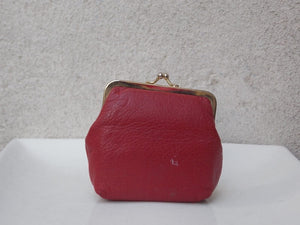I Like Mike's Mid Century Modern Clock Europa Red Leather Coin Purse Travel Clock, Wind Up