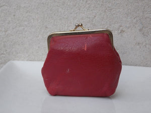 I Like Mike's Mid Century Modern Clock Europa Red Leather Coin Purse Travel Clock, Wind Up