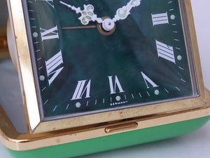 I Like Mike's Mid Century Modern Clock Green Seth Thomas West German Travel Clock, Wind Up