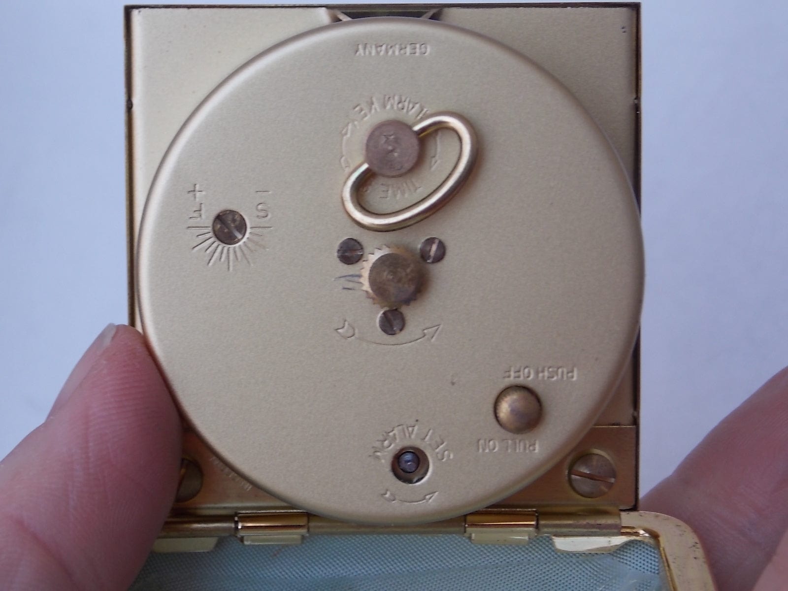 I Like Mike's Mid Century Modern Clock Green Seth Thomas West German Travel Clock, Wind Up