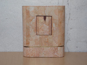 I Like Mike's Mid Century Modern Clock Heavy Pink 1980s Faux Marble Mantle Clock with Deco Details
