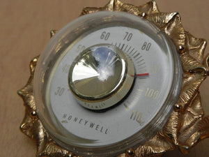 I Like Mike's Mid Century Modern Clock Honeywell Small Gold Flower Thermometer