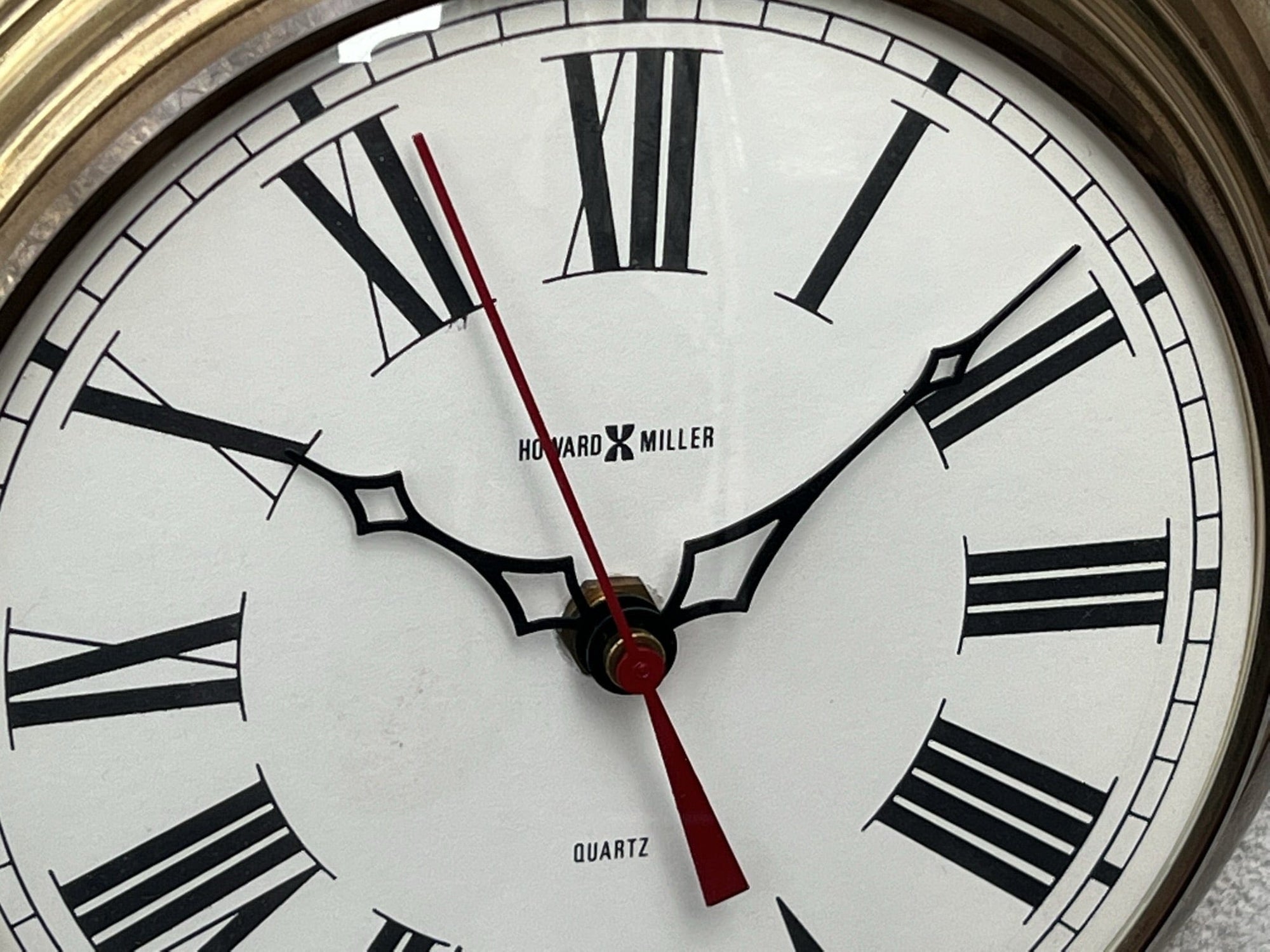 I Like Mike's Mid Century Modern Clock Howard Miller Small Round Brass Wall Clock, Battery Movement